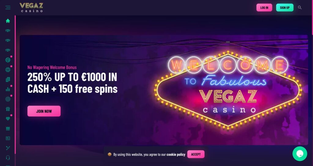 vegaz casino UI